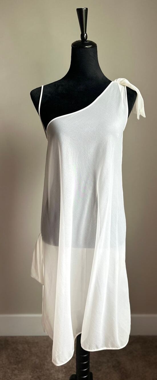 VTG BLANCHE Sheer White One Shoulder Nightgown Size S
